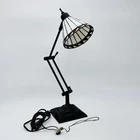 VTG Tiffany Style Adjustable Desk Lamp Mission Stained Glass Red White Geometric