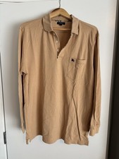 Burberry Beige Long Sleeve Polo Shirt Size L - EUC - Free Shipping