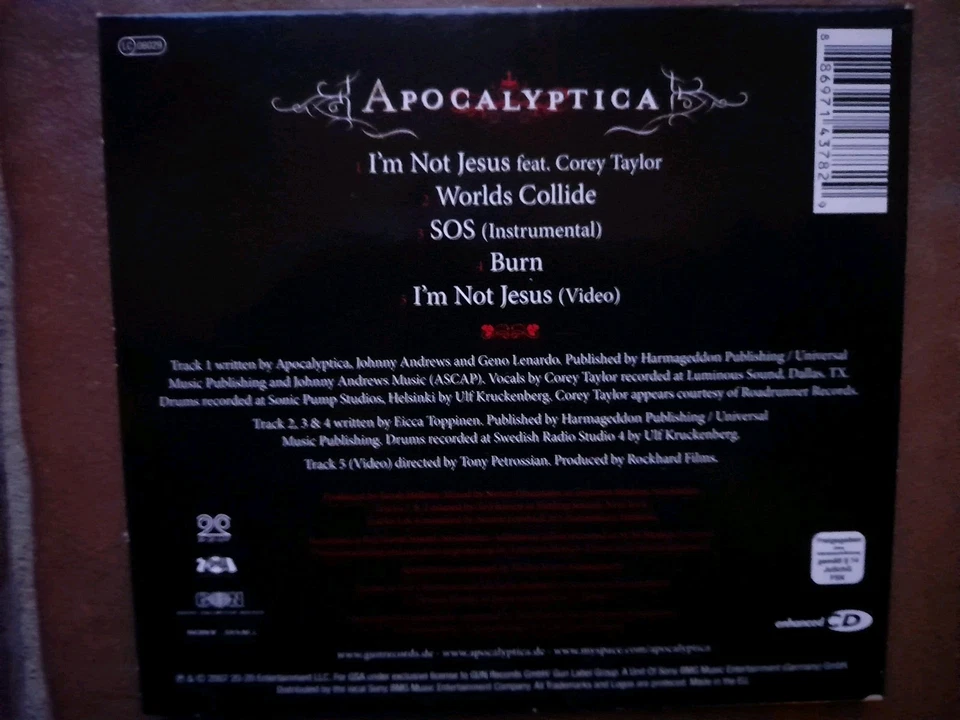 Apocalyptica feat. Corey Taylor"i'm Not Jesus" Single, Metal w. Cellos , Digipak - Bild 3 von 3