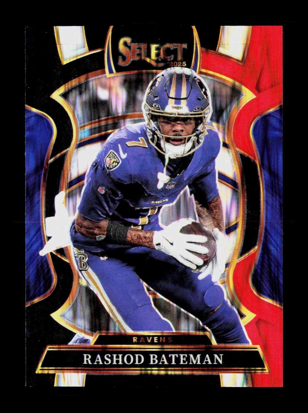 2025 Panini Select Rashod Bateman #62 Black & Red Prizm Shock BAL