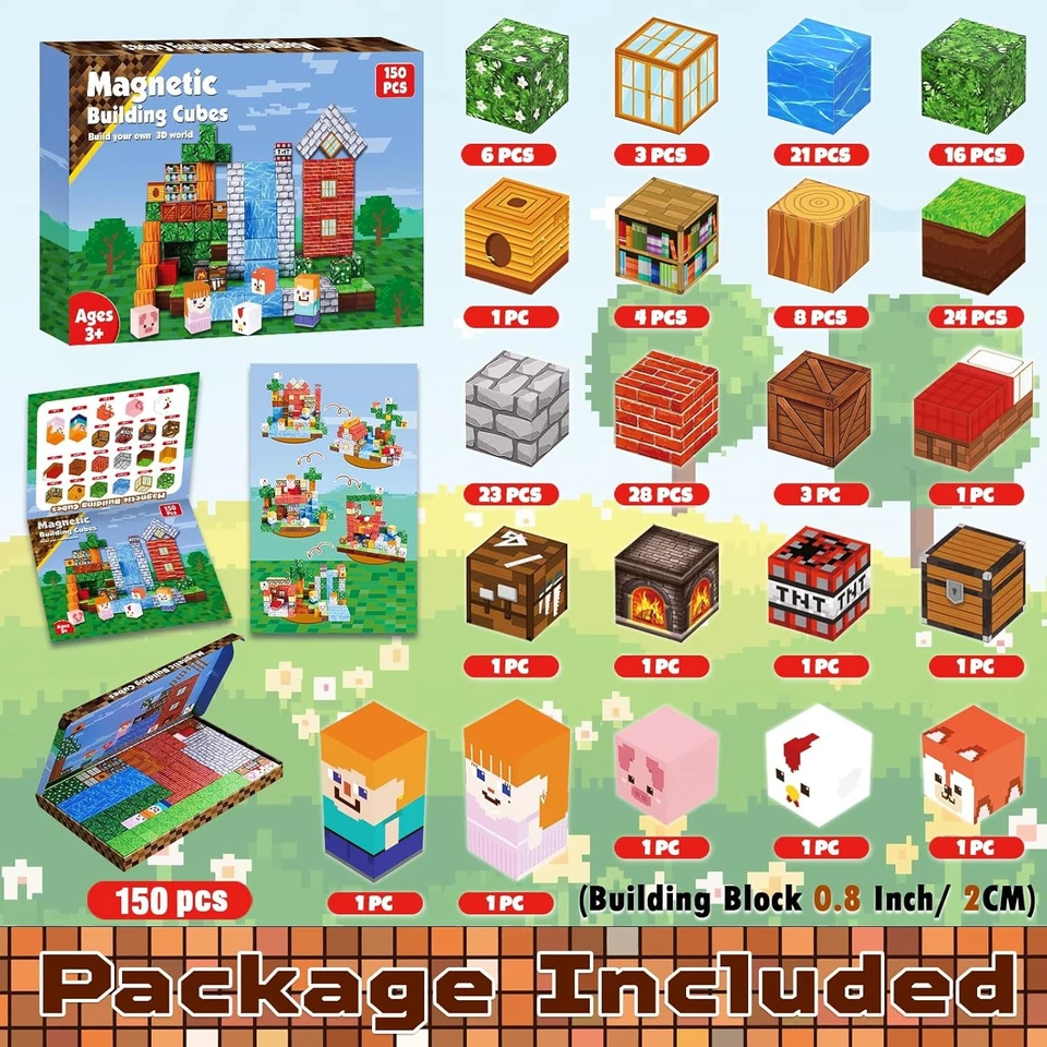 150PCS Magnetic Building Blocks Set, Stacking Magnets for Kids, STEM for Kids 3+ - Image 2 of 4