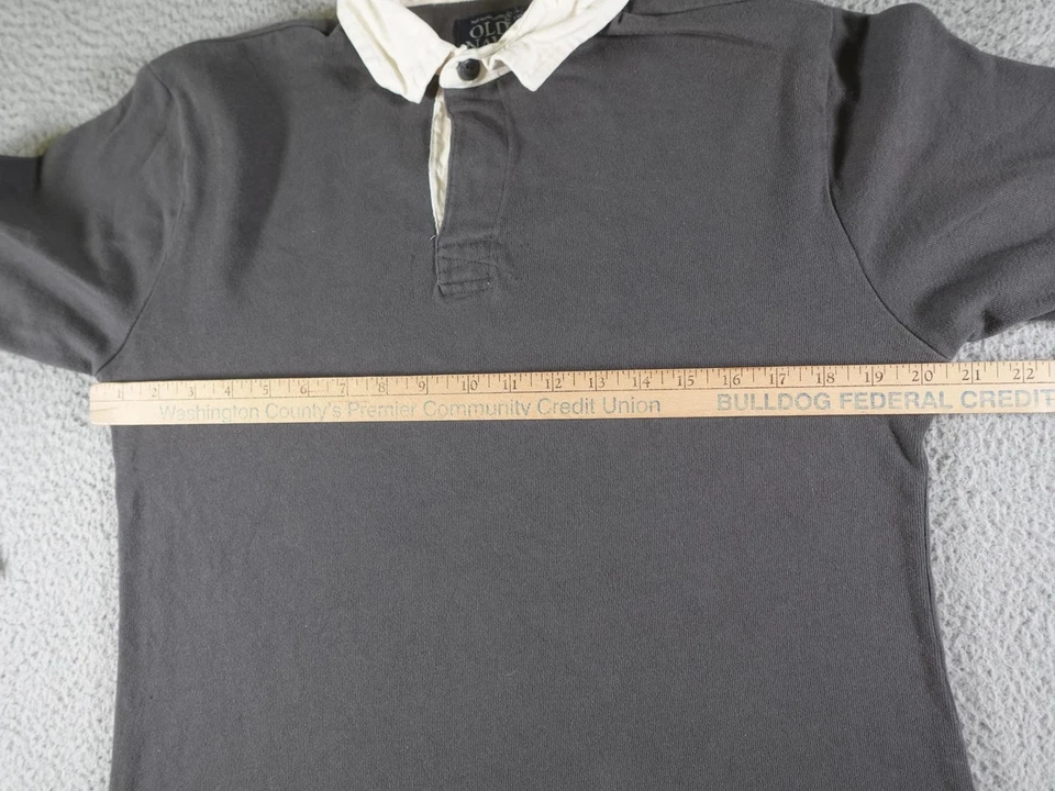 Camisa de Rugby Masculina Vintage Marinha Antiga Cinza Médio Preppy College Patch University - Imagem 2 de 4