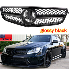 Front Grille W Emblem Grill For Mercedes Benz C-class W204 C250 C300 2008-2014