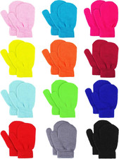 Kids Mitten Gloves 12 Pairs Knitted Toddler Winter Warm Boys Girls Mixed Colors