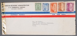 Mayfairstamps Ecuador 1940s Guayaquil to Us Minneapolis MN correo aéreo censurado Segunda Guerra Mundial
