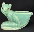 WELLER POTTERY "CACTUS" CAT PLANTER WITH BUG-EYES....SIGNED WELLER & MINT!