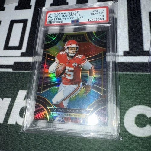 2018 PANINI SELECT PATRICK MAHOMES SENSATIONS-TIE-DYE PRIZM 1/25 PSA 10 🔥