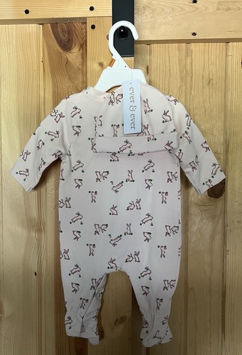 NWT Ever & Ever Newborn Bunny Print Outfit Set With Hat - Picture 2 of 4