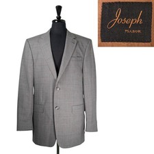 Jos. A. Bank Mens 42L Wool Sport Coat Gray Tan Check Blazer 2 Button Jacket
