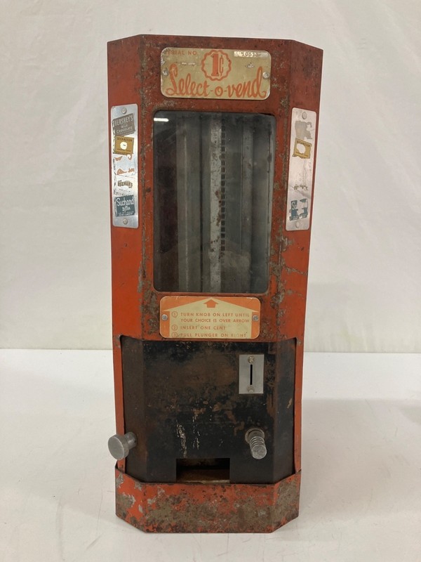 Vintage 1940s Select-O-Matic Penny Candy Gum Vending Machine - Needs Restoration
