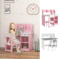 2 Pieces Kids Desk and Chair Set with Storage, for 5-8 Year Old