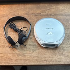 Sony Walkman Portable CD Player Car Ready Silver D-EJ368CK W/ MDR-007 - TESTED