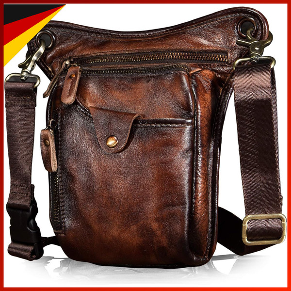 Beinbeutel Herren Echtes Leder HüFttasche FüR Reisen Wandern Klettern 211-5-image