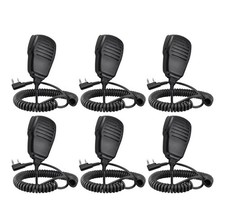 SAMCOM Speaker Mic for Two Way Radios,2 Pin Walkie Talkies 6 PCS, Black 