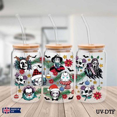 Horror Killer UV DTF Aufkleber - 16oz Libbey Dose Glasfolie yd234