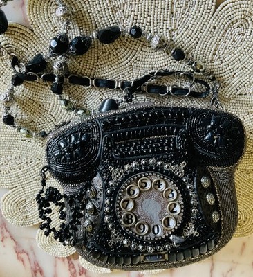 Mary Frances Rare Vintage ''Call Me'' Rotary Phone Bag BeadedCrossbody Strap