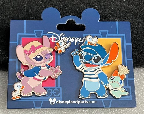 Disney DLRP Stitch and Angel with Scrump & Ducklings Disneyland Paris Pin Set