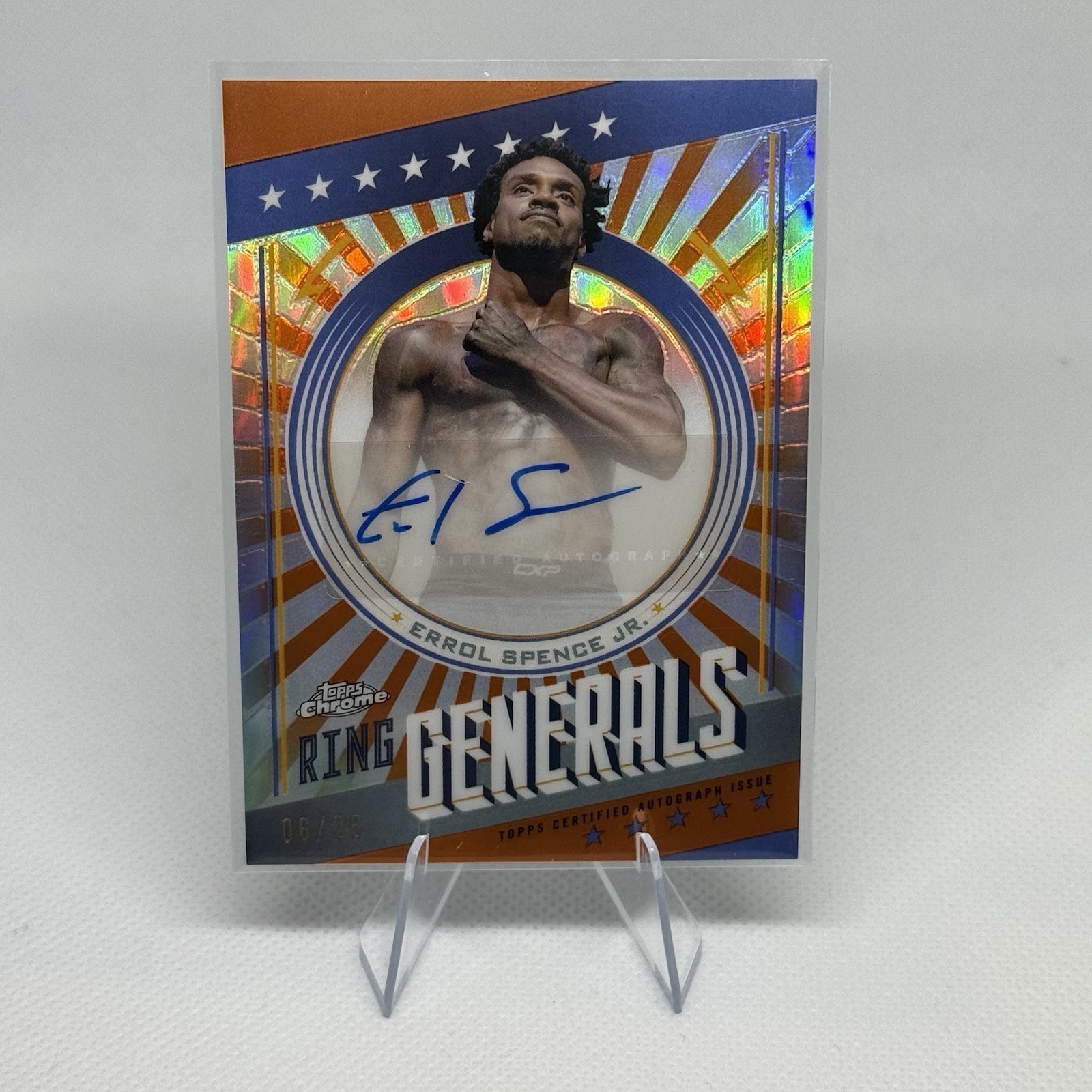 2024 Topps Chrome Boxing Errol Spence Jr. Ring Generals Auto True Orange /25