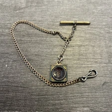 Vintage Antique Carved Glass Stone Pocket Watch Fob 