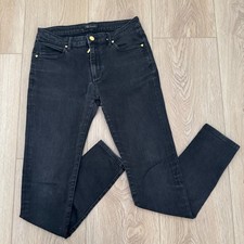 Versace Men  s Black Slim Fit Jeans Size 29 Made in Italy Embroidered Logo