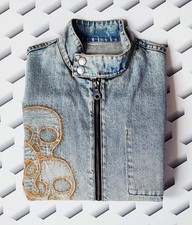 Fake London Genius Skull Design Stonewashed Denim Jacket Medium Rare Vintage 98