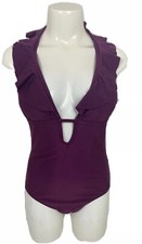 Women's Bathing Suit One Piece Color: Wine Red Small Padded Tie Back