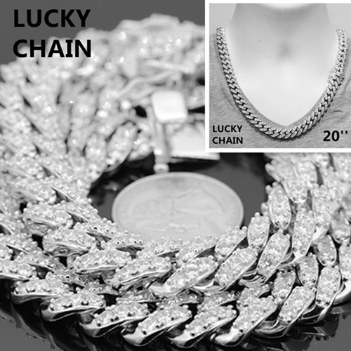 PRONG SET CUBAN LINK CHAIN NECKLACE 