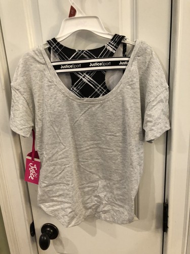 Justice Girls 2 Piece Justice Sport Bra Set Size M (10) Side Tie T-shirt NWT WR - Picture 4 of 4