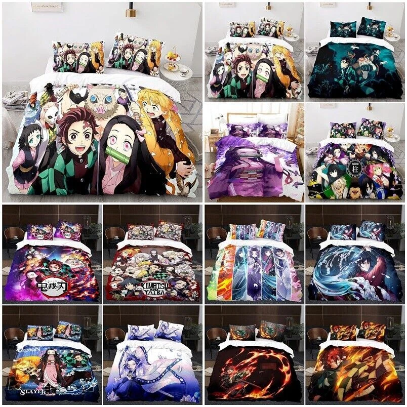 Demon Slayer 3D Duvet Cover Pillowcase Bedding Set Single Double