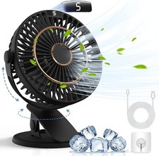 5 Speeds Clip On Fan Rechargeable Mini Usb Portable Desk Fan With Clip Led Displ