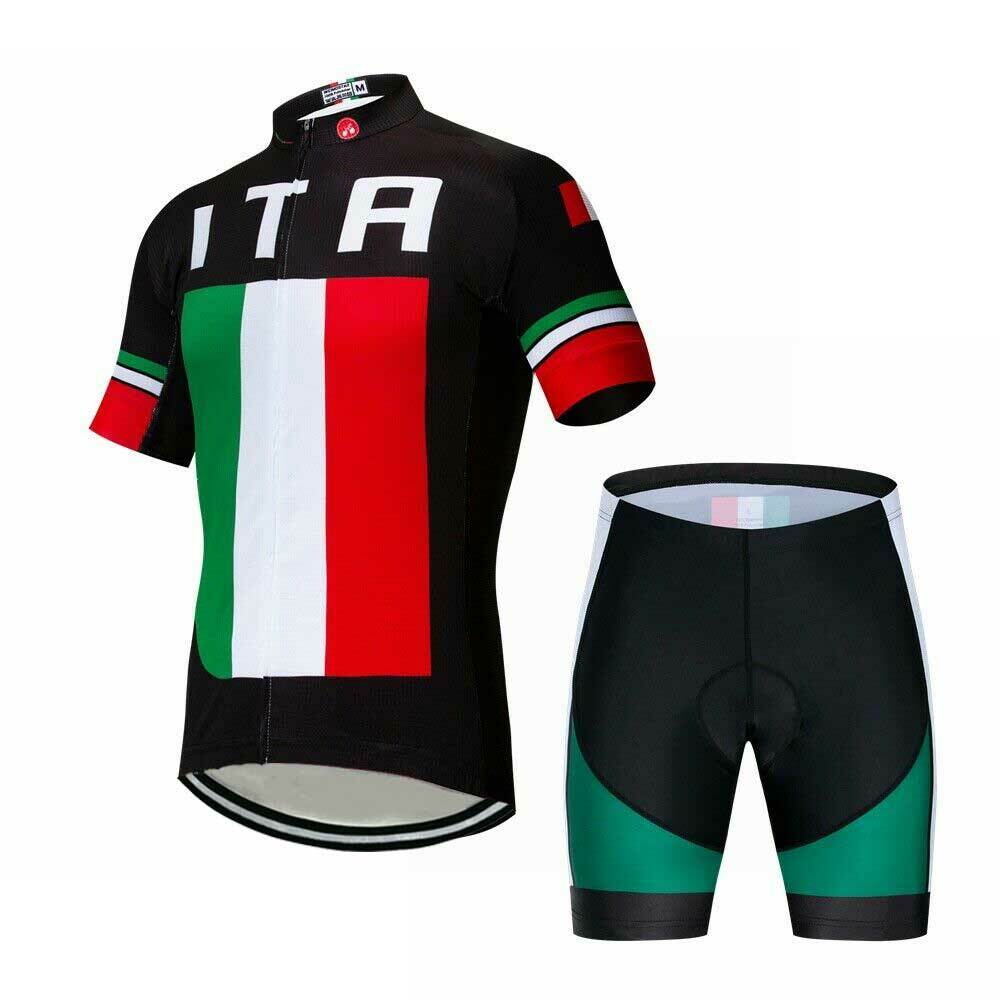2023 Team Cycling Short Set Men's Reflective Biking Jersey and Padded