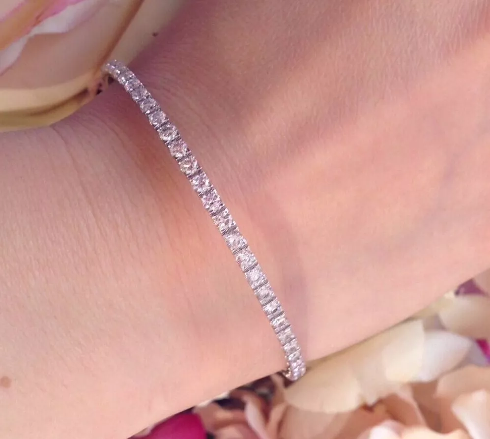 Diamond Eternity Stackable Bangle Bracelet 4.16cttw in 18k White Gold HM1379BN