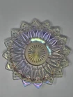 Vintage 1960s Star Flower Petal Federal Clear Iridescent Carnival Glass Plate