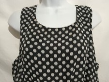 Paper Doll 2X Black White Polka Dots Midi Lined Sleeveless Sundress 