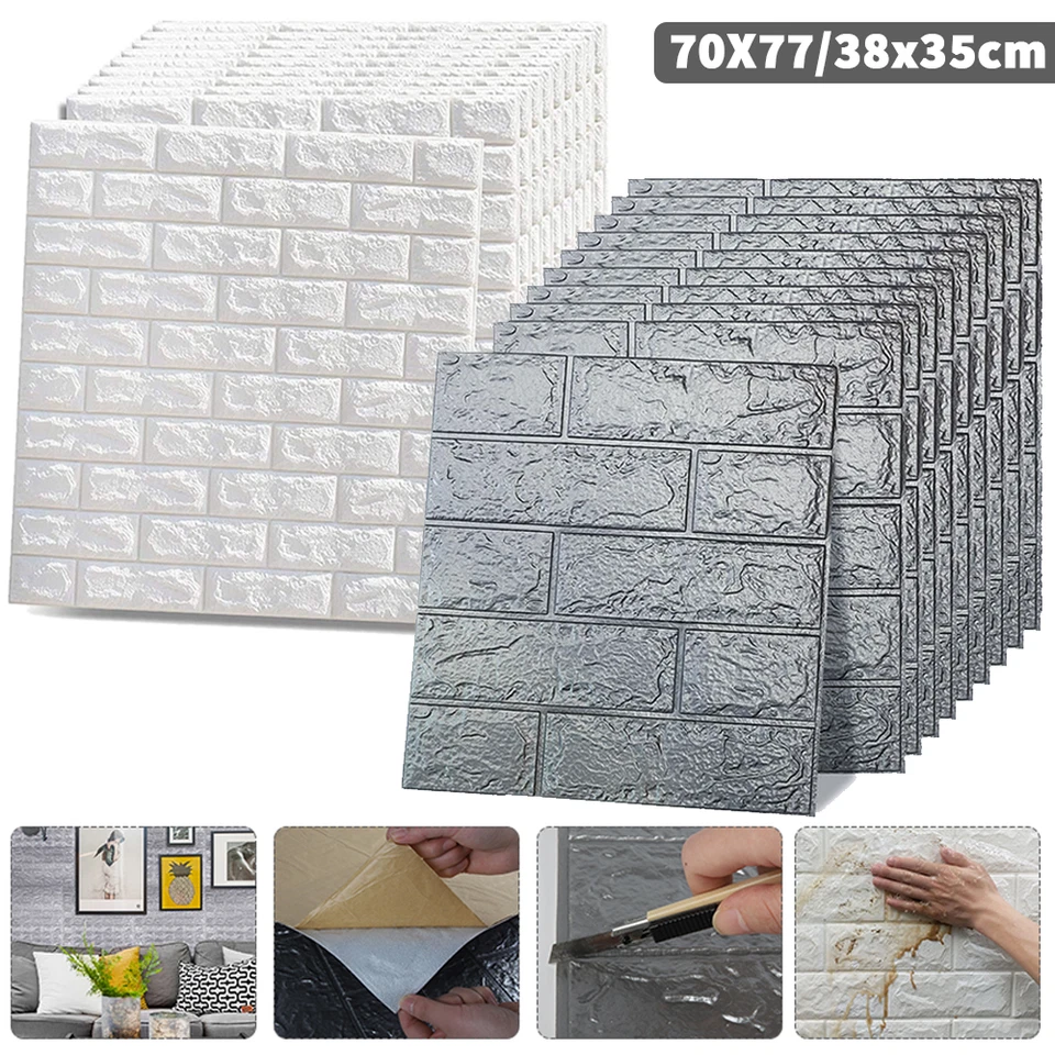 10-100x3D Selbstklebend Tapeten Steinoptik Wandpaneele Ziegelstein Wandaufkleber - Bild 2 von 4