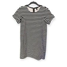 J. Crew Black & White Striped Short Sleeve Crewneck Sheath Short Dress Size S