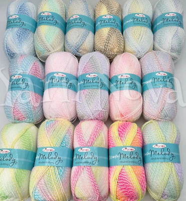 King Cole Melody Baby Double Knitting Crochet Yarn Wool - 16 Colours