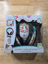 Squishmallows Headsets with Microphone, Wireless Mouse And mouse pad Tech Bundle