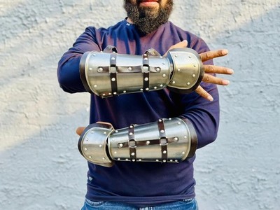Medieval Arm Bracers Witcher Armor Cosplay M Steel Arm Bracers LARP Fantasy