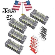 600V 15A 5 Sets Dual Row 4 Position Screw Terminal Electric Barrier Strip Block