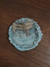 Small Stoneware Dolphin Incense Burner Holder Dishes, 3 inch, Set of 2