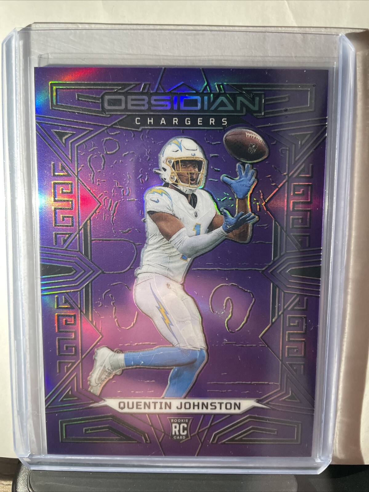 QUENTIN JOHNSTON 2023 Obsidian FOTL Rookie Purple Flood RC - Chargers # /13