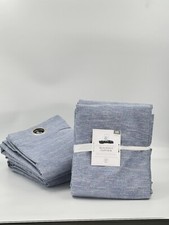 Set/2 Pottery Barn Kids 54 x120 Evelyn Linen Grommet Blackout Curtains, Chambray
