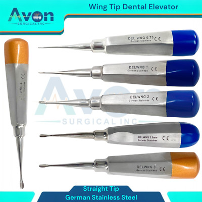 Straight Wing Tip Tooth Extraction Elevator Pick, Color-Coded Hollow Handle