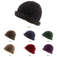 Multi Speckled Folded Brim Knit Beanie Hat - FREE SHIPPING