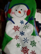 Christmas Stocking 18in Length 8in Width Green with Applique Snowman new