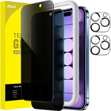 JETech Privacy Screen/Lens Protector for iPhone 15/15pro/15plus/15 ProMax 2 pack