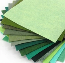15 - 9"X12"  Green Colors Collection - Merino Wool blend Felt Sheets