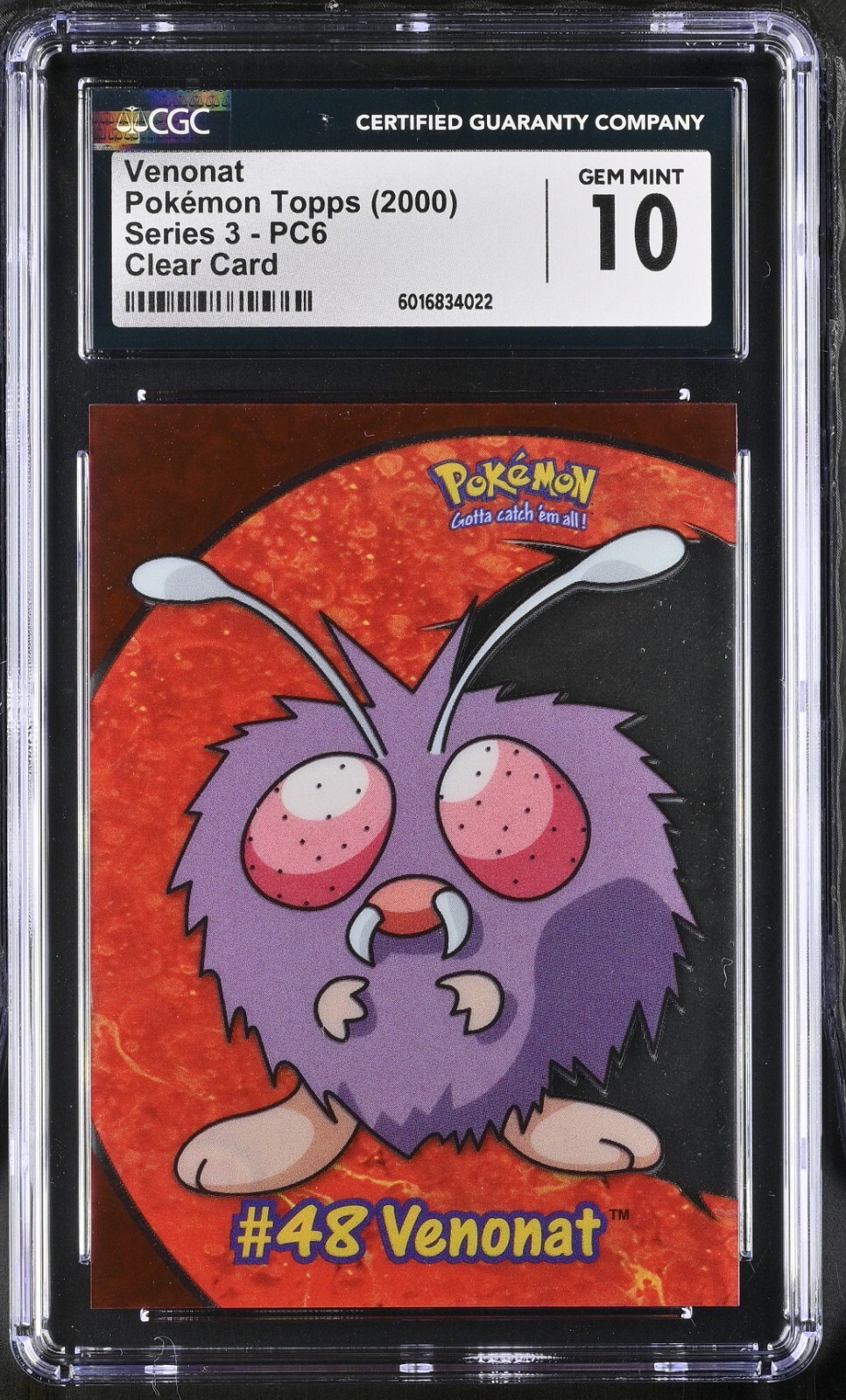 CGC 10 GEM MINT Venonat Clear Card PC6 Pokemon Topps Series 3 2000 Pokemon Card