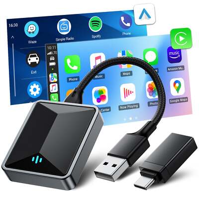 2 in 1 Android Auto Wireless Adapter Wireless CarPlay Adapter Plug Play Radio